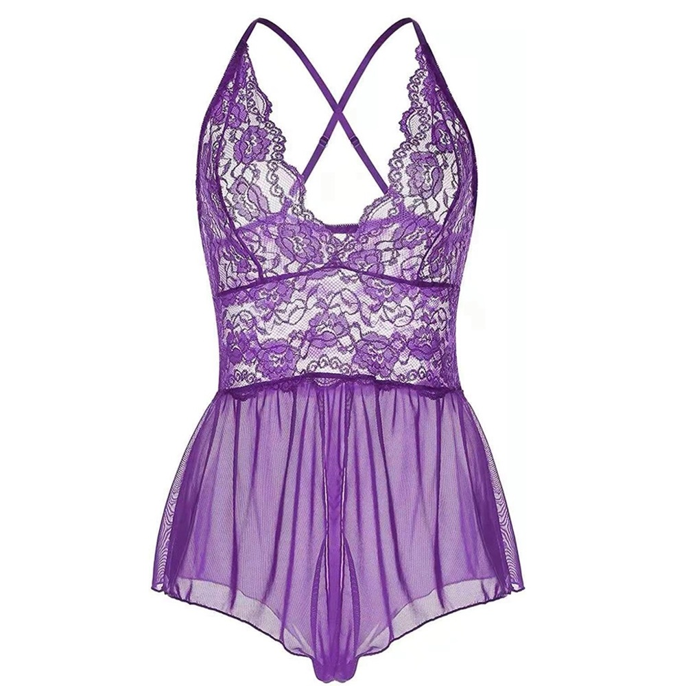 Lalavava Lingerie Crotchless One Piece Teddy